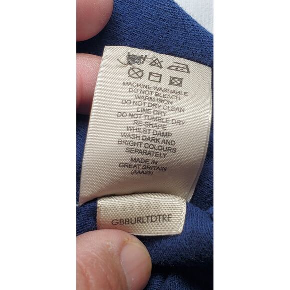 Burberry London Size M Mens Classic Polo Navy Cotton Nova Check Trim Ca11 - Picture 8 of 9